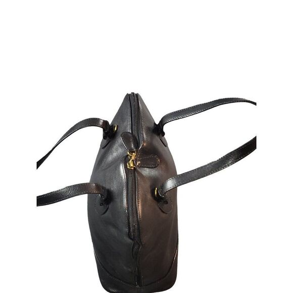 Oroton‎ Black Genuine Leather Worker Tote Bag Full Zip Double Handle Designer - Picture 6 of 9